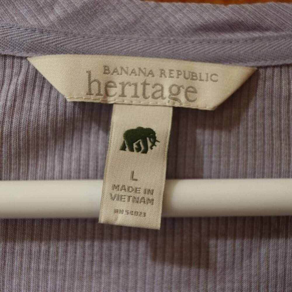 Banana Republic Heritage Lavender Pocket Ribbed Tshirt LG Lyocell - Picture 8 of 9